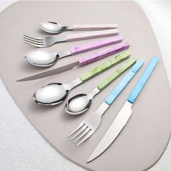 Set de tacâmuri din oțel inoxidabil, stil chinezesc, pentru masă occidentală – cuțit, furculiță și lingură, pentru casă sau bistrou, cadou