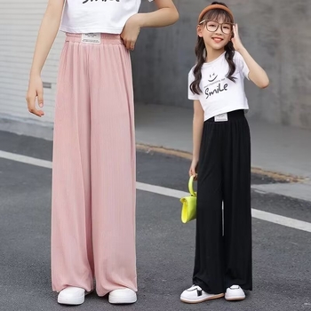 Pantaloni Ice Silk largi pentru fete, casual de vară, ușori