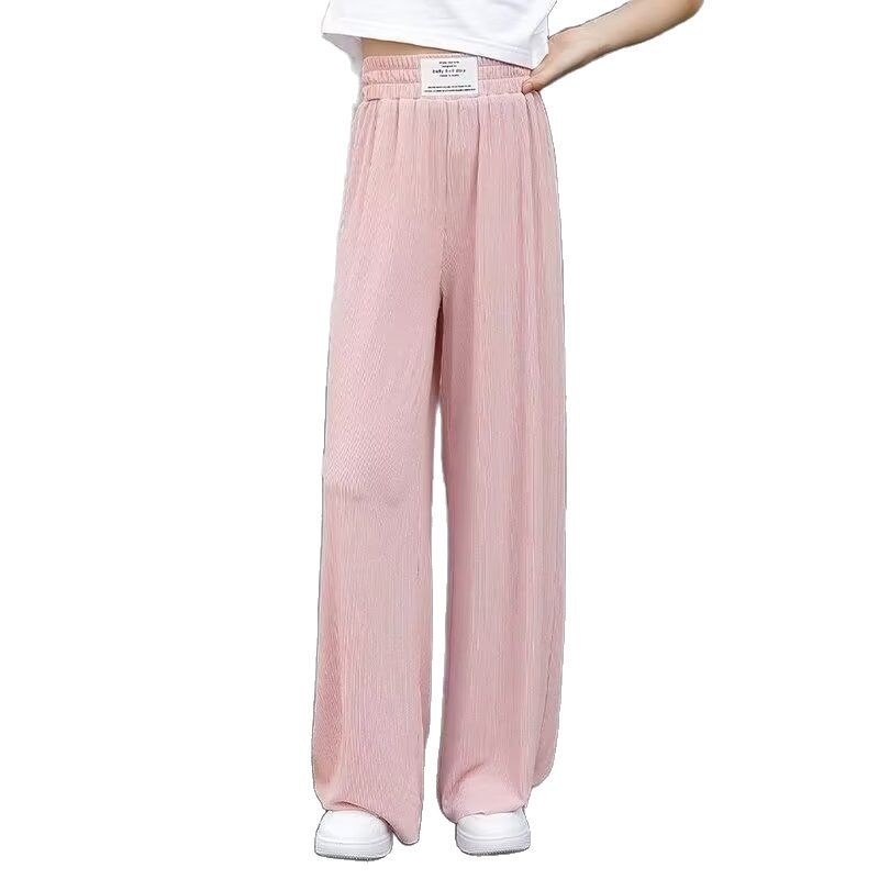 Pantaloni Ice Silk largi pentru fete, casual de vară, ușori