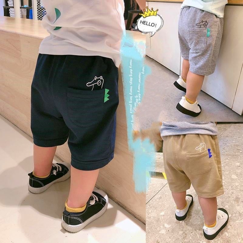 Șorturi de vară din bumbac pentru copii, cu dinozaur, ușoare și casual, pentru băieți și fete.