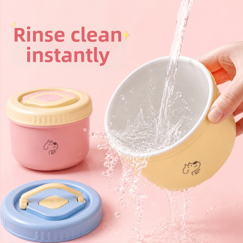 Cutie prânz ceramică rotundă, pentru angajați de birou și studenți, capacitate 1–2 L, strat unic, nefiind potrivită pentru microunde, portabilă, stil modern minimalist, model desen animat