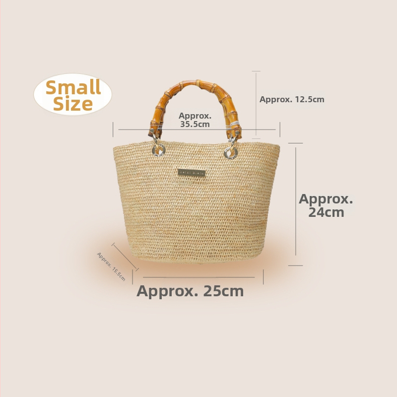 Geantă Kaishida din rafie, țesută manual, stil franțuzesc, capacitate mare, design minimalist