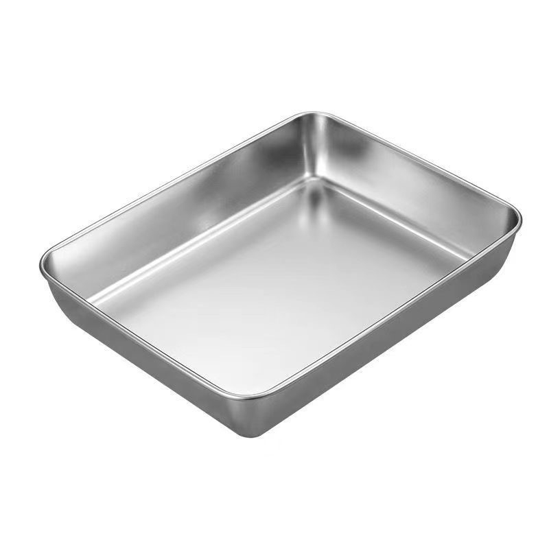 Tavă pătrată din oțel inoxidabil pentru alimente, tavă tiramisu, finisaj lucios, oțel inoxidabil 201, dimensiuni 20x25x5 cm sau 25x30x6 cm