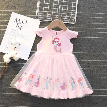 Rochie Elsa pentru fete – rochie de vară cu mânecă scurtă, imprimeu cu sirenă, pentru bebeluși și copii mici
