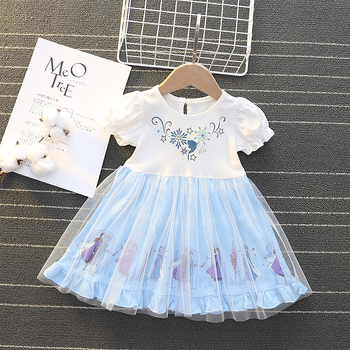 Rochie Elsa pentru fete – rochie de vară cu mânecă scurtă, imprimeu cu sirenă, pentru bebeluși și copii mici