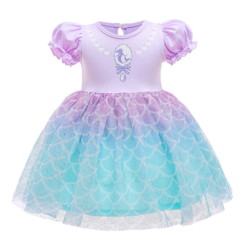 Rochie Elsa pentru fete – rochie de vară cu mânecă scurtă, imprimeu cu sirenă, pentru bebeluși și copii mici