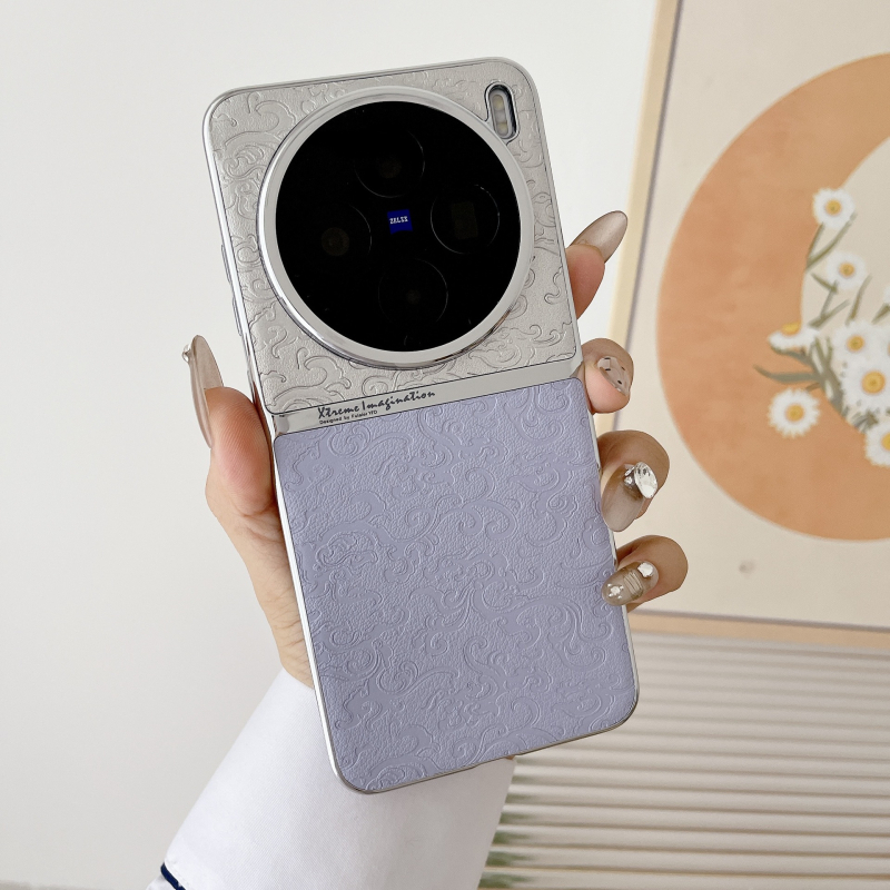 Carcasă Vivo X300 cu textură din piele în stil chinezesc, găuri de precizie S20, două culori, acoperire totală, protecție electroplacată 100%