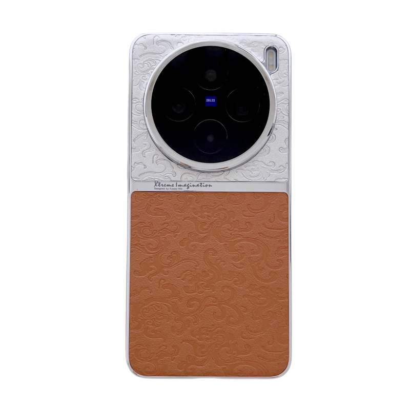 Carcasă Vivo X300 cu textură din piele în stil chinezesc, găuri de precizie S20, două culori, acoperire totală, protecție electroplacată 100%