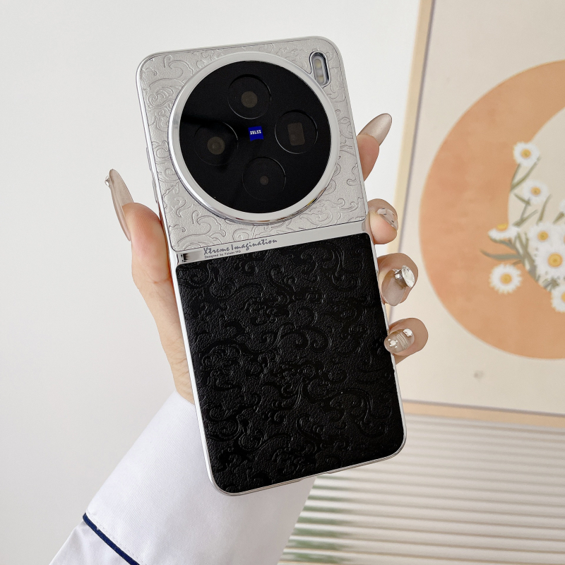 Carcasă Vivo X300 cu textură din piele în stil chinezesc, găuri de precizie S20, două culori, acoperire totală, protecție electroplacată 100%