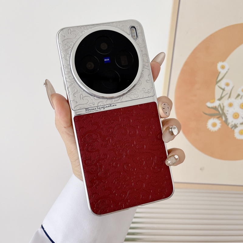 Carcasă Vivo X300 cu textură din piele în stil chinezesc, găuri de precizie S20, două culori, acoperire totală, protecție electroplacată 100%