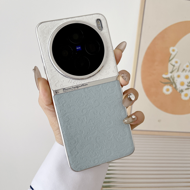 Carcasă Vivo X300 cu textură din piele în stil chinezesc, găuri de precizie S20, două culori, acoperire totală, protecție electroplacată 100%
