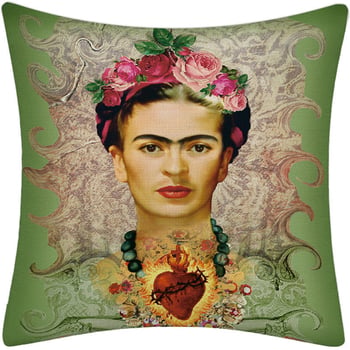Frida Kahlo, frumoasa artistă cu mustață, față de pernă, față de pernă din in, casă și mașină