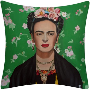 Frida Kahlo, frumoasa artistă cu mustață, față de pernă, față de pernă din in, casă și mașină
