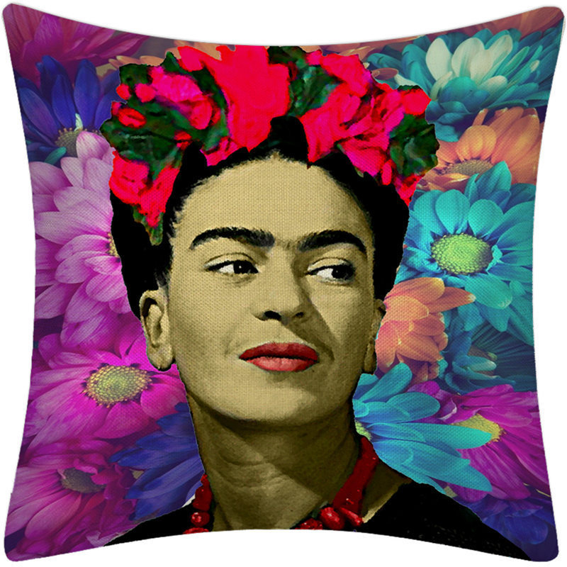 Frida Kahlo, frumoasa artistă cu mustață, față de pernă, față de pernă din in, casă și mașină