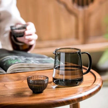 Set Gongfu de ceai din sticlă rezistentă la temperatură, cu filtru, recipient pentru distribuirea ceaiului și ceainic mare de infuzie