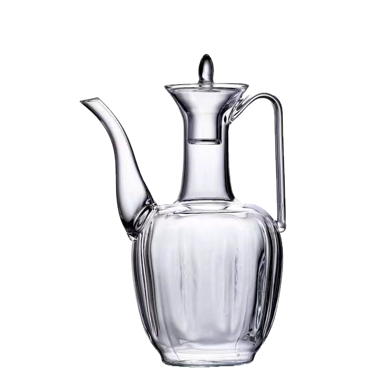 Ceainic din sticlă borosilicată înaltă pentru ceai verde, stil retro Song, ceainic pentru doamne, ceainic inspirat de concubina imperială, vas de infuzare proporțional