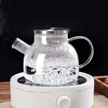 Ceainic din sticlă cu capac, mare pentru ceai de fructe, stil nordic