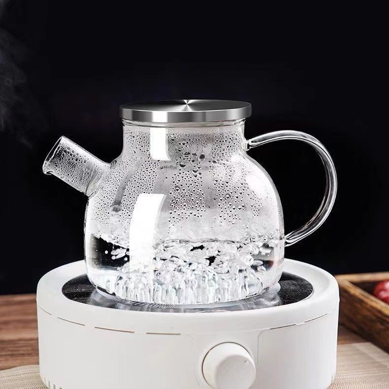 Ceainic din sticlă cu capac, mare pentru ceai de fructe, stil nordic