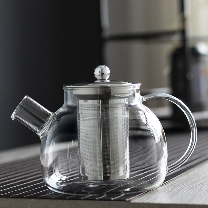 Set de ceai pentru casă: ceainic din sticlă borosilică cu capacitate mare, filtru din oțel inoxidabil, pentru ceai Pu'er