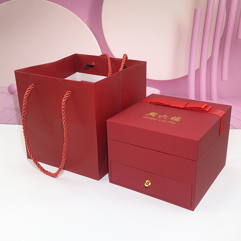 Cutie de bijuterii aurie, cu fundă și oglindă, capacitate mare de depozitare, accesorii metalice aurii