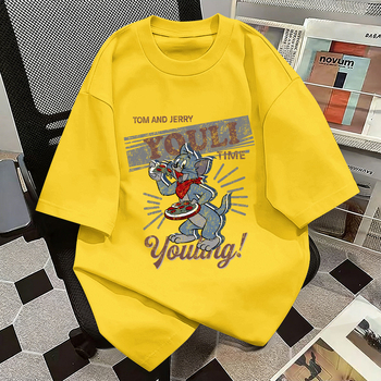 Tricou pentru copii din bumbac 100% cu mâneci scurte, stil coreean, vară 2026, top casual pentru copii