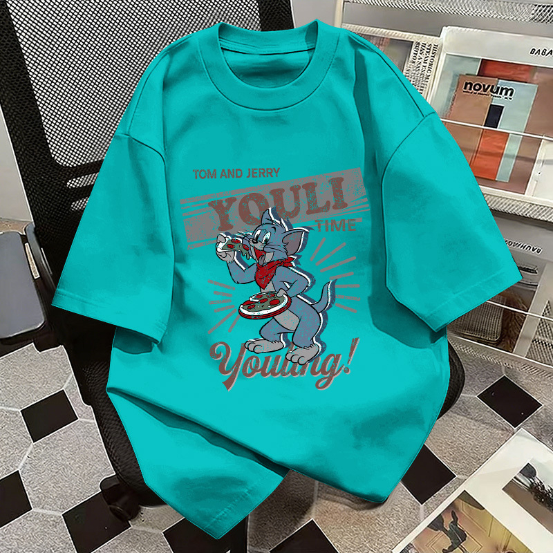 Tricou pentru copii din bumbac 100% cu mâneci scurte, stil coreean, vară 2026, top casual pentru copii