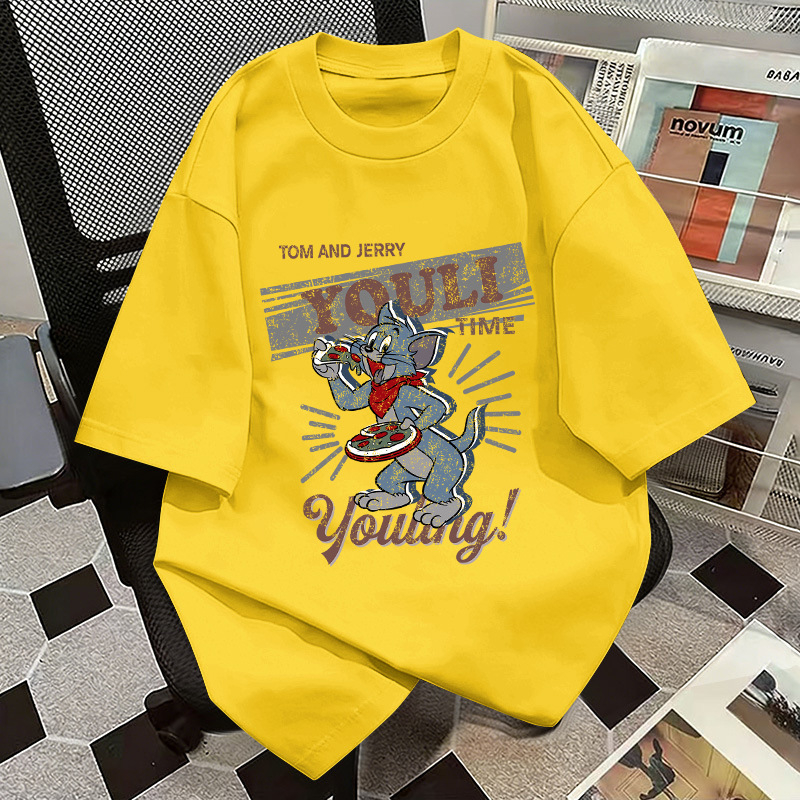 Tricou pentru copii din bumbac 100% cu mâneci scurte, stil coreean, vară 2026, top casual pentru copii