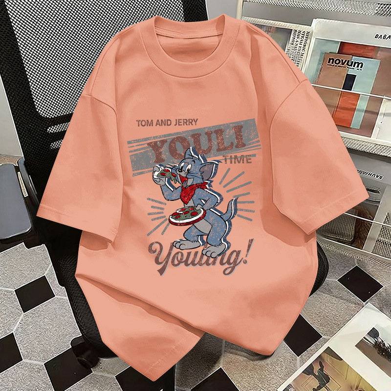 Tricou pentru copii din bumbac 100% cu mâneci scurte, stil coreean, vară 2026, top casual pentru copii