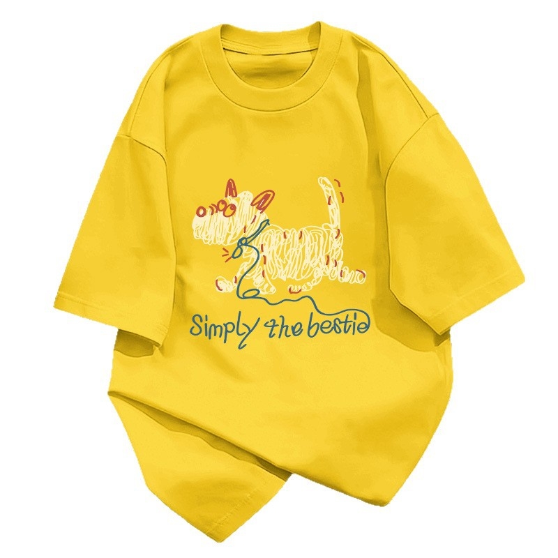 Tricou pentru copii din bumbac 100% cu mâneci scurte, stil coreean, vară 2026, top casual pentru copii