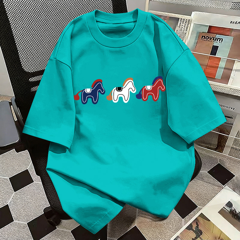 Tricou pentru copii din bumbac 100% cu mâneci scurte, stil coreean, vară 2026, top casual pentru copii