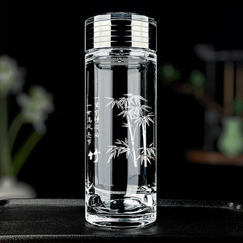 Ceașcă de ceai din sticlă de cristal, 500 ml, lucrată manual, pentru mașină și birou, cu logo personalizat