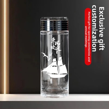 Ceașcă de ceai din sticlă de cristal, 500 ml, lucrată manual, pentru mașină și birou, cu logo personalizat