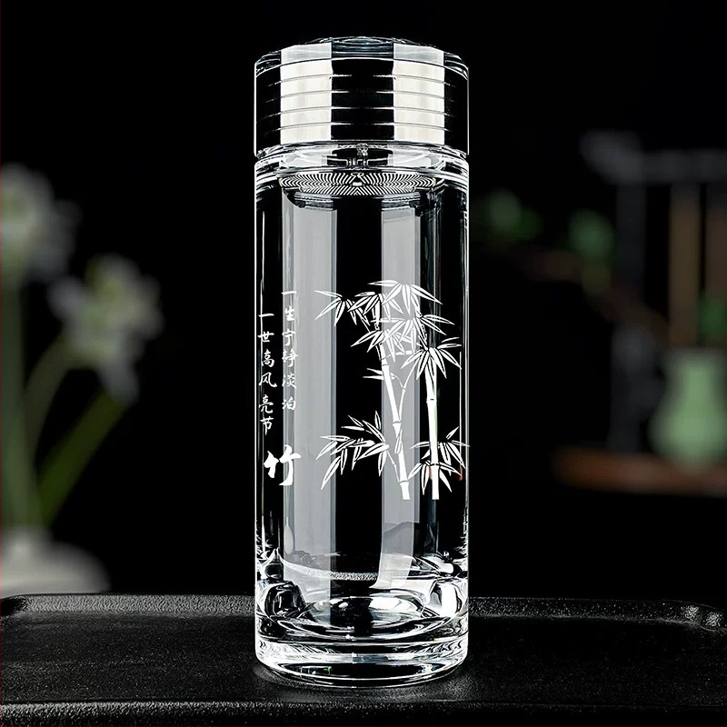 Ceașcă de ceai din sticlă de cristal, 500 ml, lucrată manual, pentru mașină și birou, cu logo personalizat