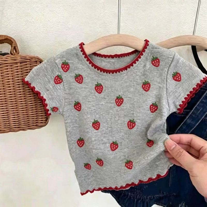 Tricou pentru copii cu imprimeu pisică drăguță, mâneci scurte, vară, stil modern și confortabil