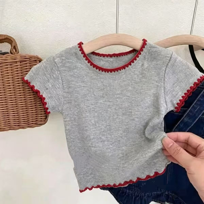 Tricou pentru copii cu imprimeu pisică drăguță, mâneci scurte, vară, stil modern și confortabil