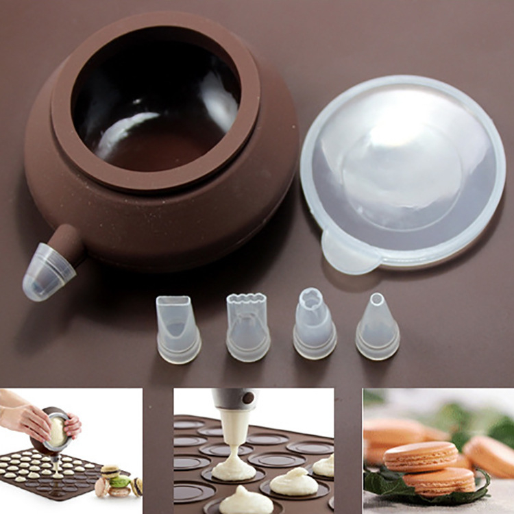 Instrument mare din silicon pentru decorarea prăjiturilor, în formă de ceai, duză de cremă pentru macarons