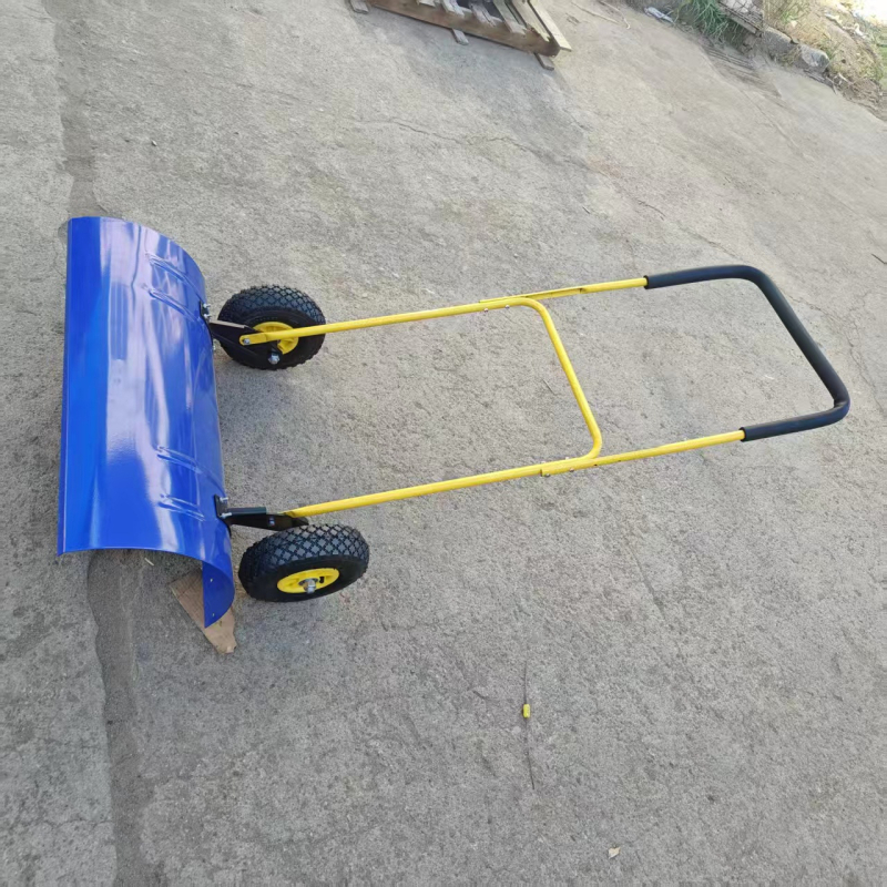 Lopată de zăpadă cu roți pentru alee, lopată din oțel greu, reglaj de înălțime în două trepte și mâner înclinat la 60°