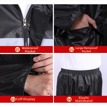 Set impermeabil reflectorizant cu pantaloni de ploaie, tip split, pentru adulți – protecție totală împotriva ploii, unisex, pentru muncă, livrare, ciclism, drumeții și vehicule electrice