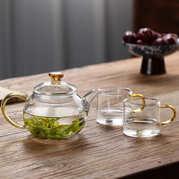 Ceainic de sticlă pentru ceai verde, mic, pentru o singură porție, cu filtru, set Gongfu rafinat pentru infuzare pe aragaz