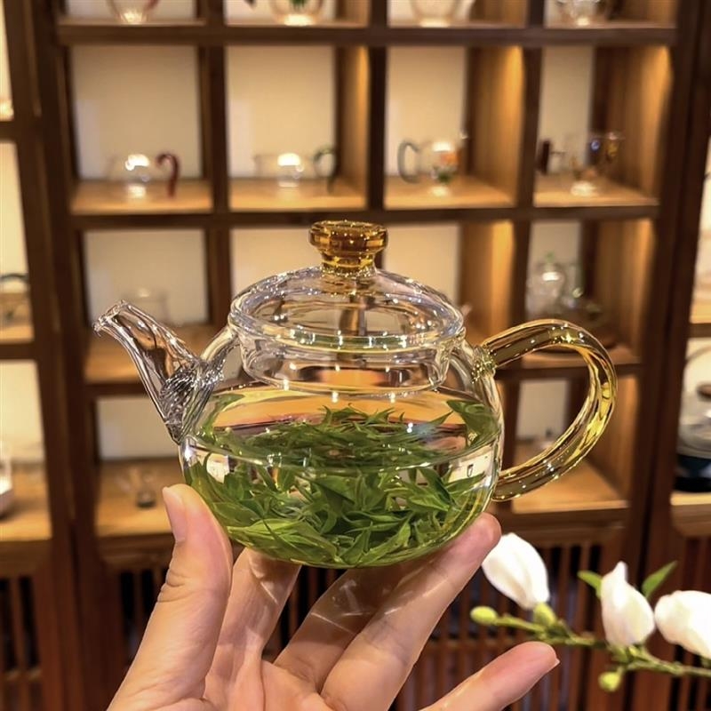 Ceainic de sticlă pentru ceai verde, mic, pentru o singură porție, cu filtru, set Gongfu rafinat pentru infuzare pe aragaz