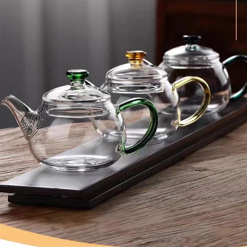 Ceainic de sticlă pentru ceai verde, mic, pentru o singură porție, cu filtru, set Gongfu rafinat pentru infuzare pe aragaz