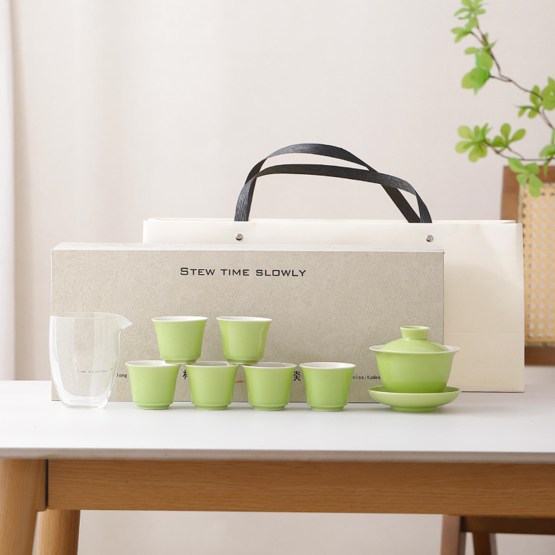 Set de ceai premium din ceramică cu gaiwan și cești în cutie cadou, pentru prepararea ceaiului Gongfu, cadouri corporative, vânzare en gros