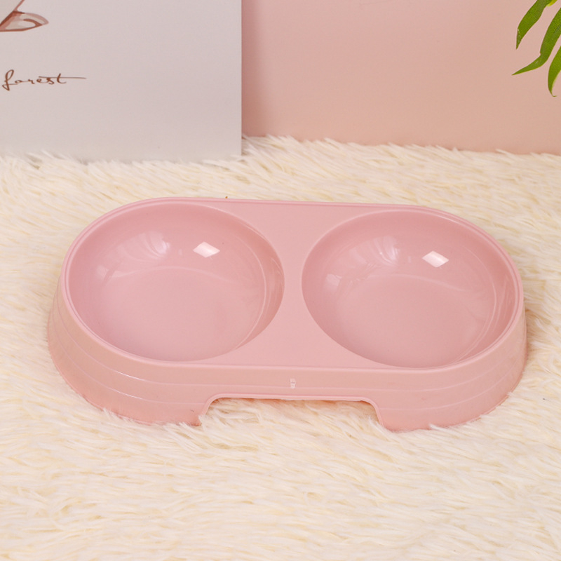 Boluri din plastic colorate ca bomboane pentru pisici, bol dublu oval, stil macaron