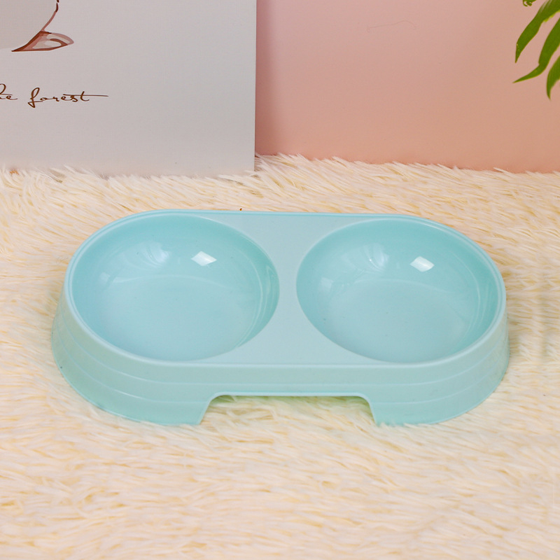 Boluri din plastic colorate ca bomboane pentru pisici, bol dublu oval, stil macaron