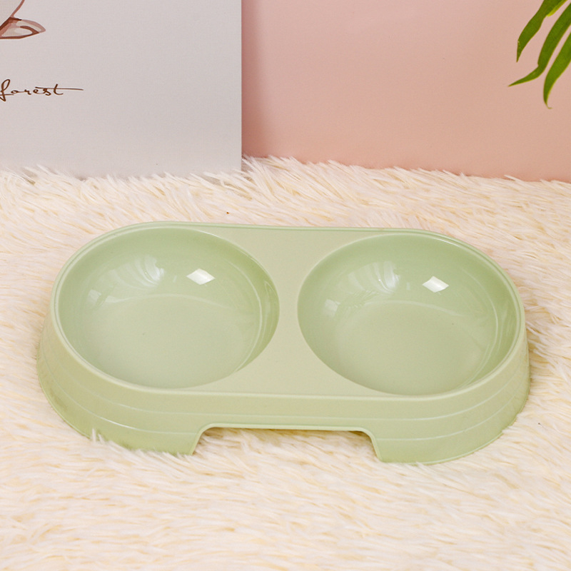 Boluri din plastic colorate ca bomboane pentru pisici, bol dublu oval, stil macaron