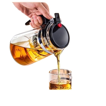 Ceainic din sticlă cu infuzor și filtru, pentru uz casnic, set de ceai cu separare la atingere, cană de infuzare din sticlă