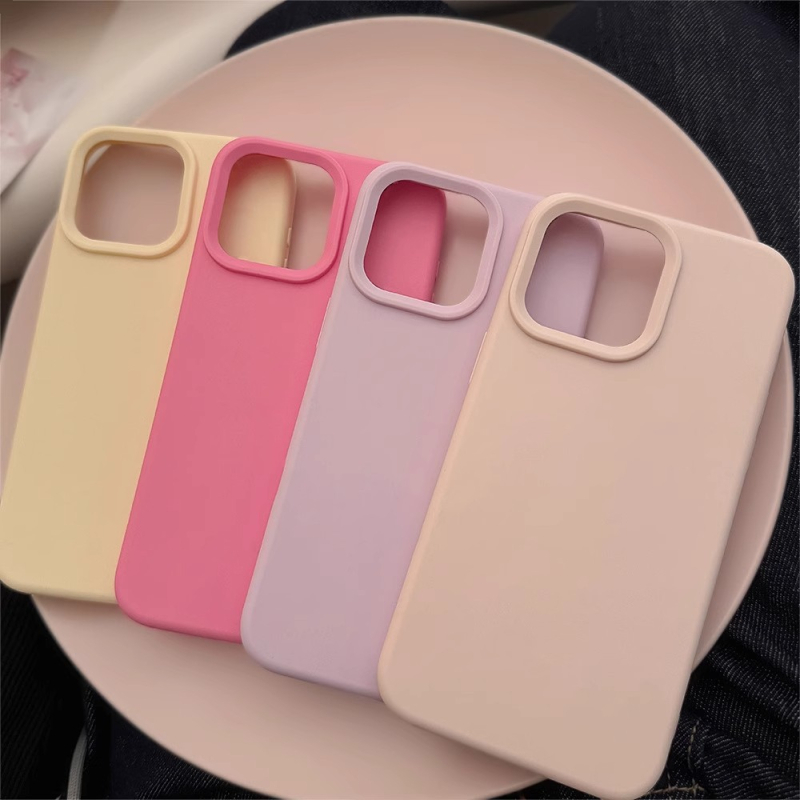 Husă de protecție din silicon cu acoperire completă pentru iPhone (serie 11–14), antișoc, design simplu monocrom. Culori: Alb, Galben, Verde, Roșu Roz, Alb Antic.