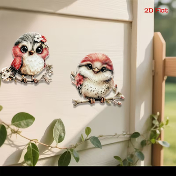 Decorațiune de perete 2D, exterior, cu pasăre drăguță, imprimată pe acrilic, pentru curte, grădină, terasă