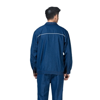Uniformă de lucru din denim cu benzi reflectorizante pentru sudori, bărbați, mâneci lungi, îmbrăcăminte de protecție, personalizabil