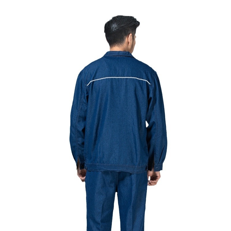 Uniformă de lucru din denim cu benzi reflectorizante pentru sudori, bărbați, mâneci lungi, îmbrăcăminte de protecție, personalizabil